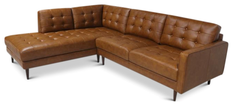 Lucille Modern Living Room Top Leather Corner Sectional Couch In Cognac ... pertaining to Modern Living Redefining Comfort and Style