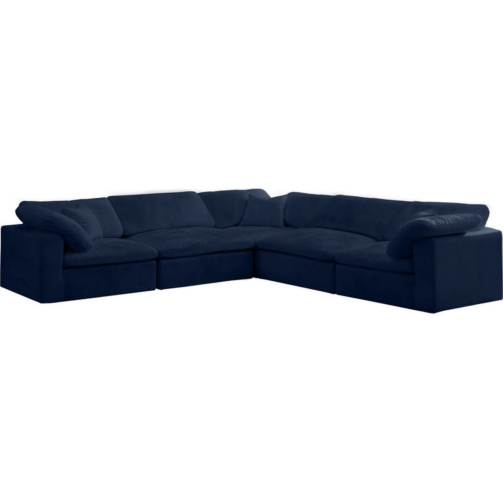 Maklaine Contemporary Navy Velvet Down Filled Overstuffed Modular ... pertaining to Maklaine Modern / Contemporary Navy Finish Velvet Modular Sofa