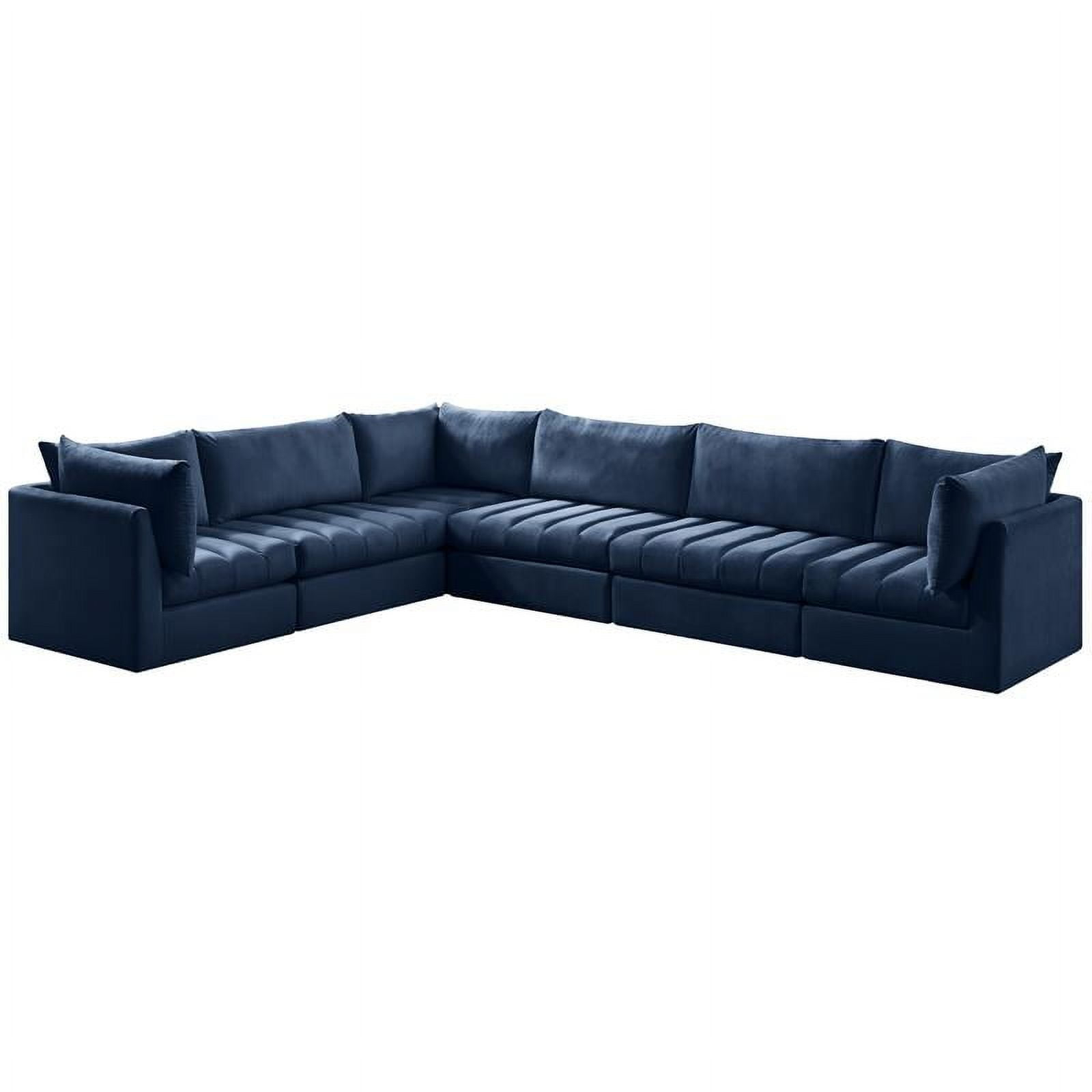 Maklaine Contemporary Soft Navy Finish Velvet Modular Sectional ... pertaining to Maklaine Sofa Care and Maintenance Keeping Your Velvet Pristine