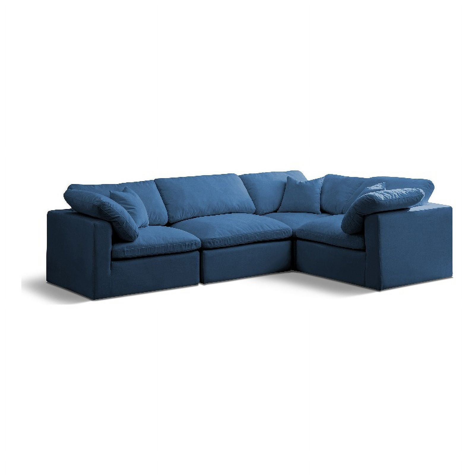 Maklaine Contemporary Velvet Modular Sectional In Navy Finish - Walmart.com inside Maklaine Modern / Contemporary Navy Finish Velvet Modular Sofa