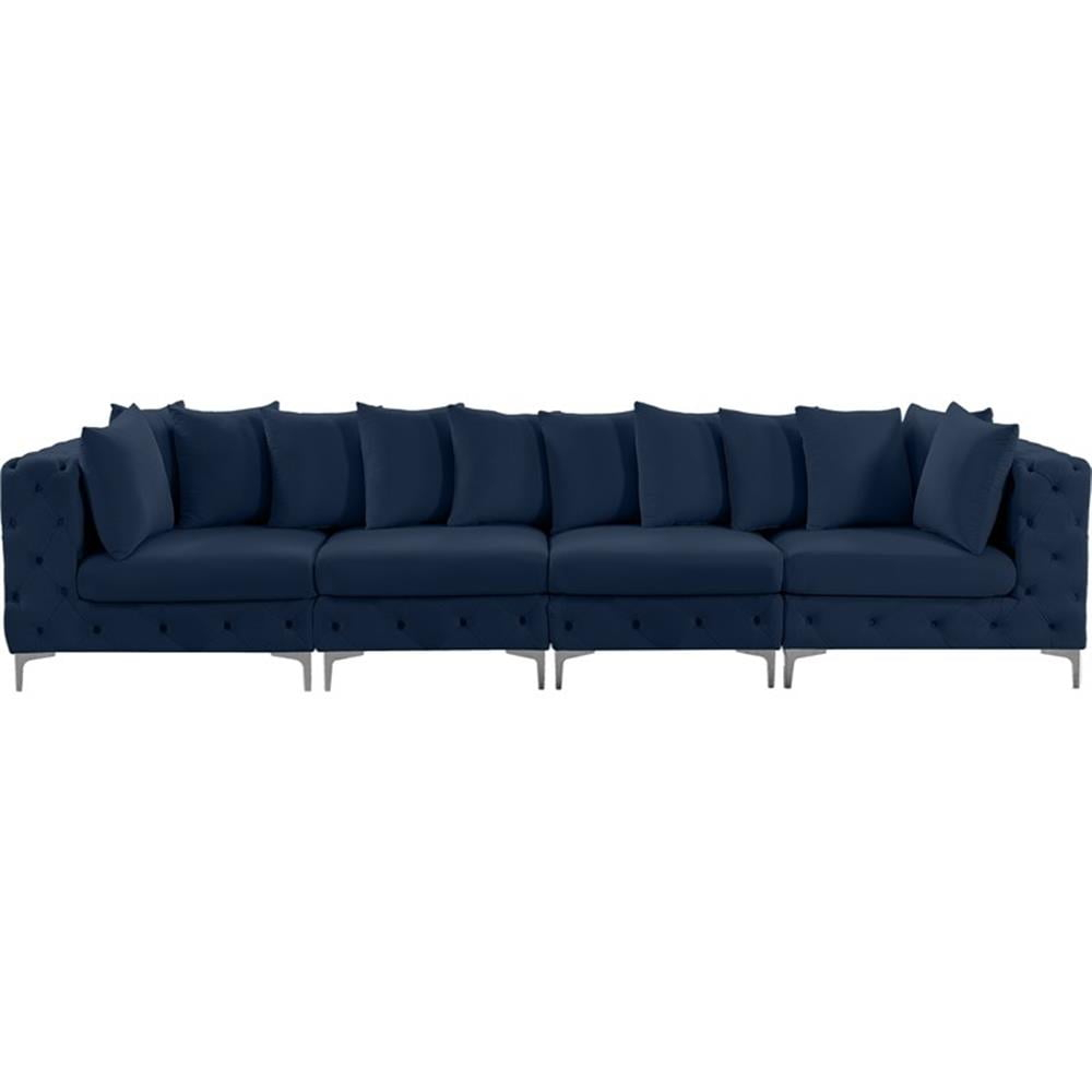 Maklaine Modern / Contemporary Navy Finish Velvet Modular Sofa ... regarding Maklaine Modern / Contemporary Navy Finish Velvet Modular Sofa