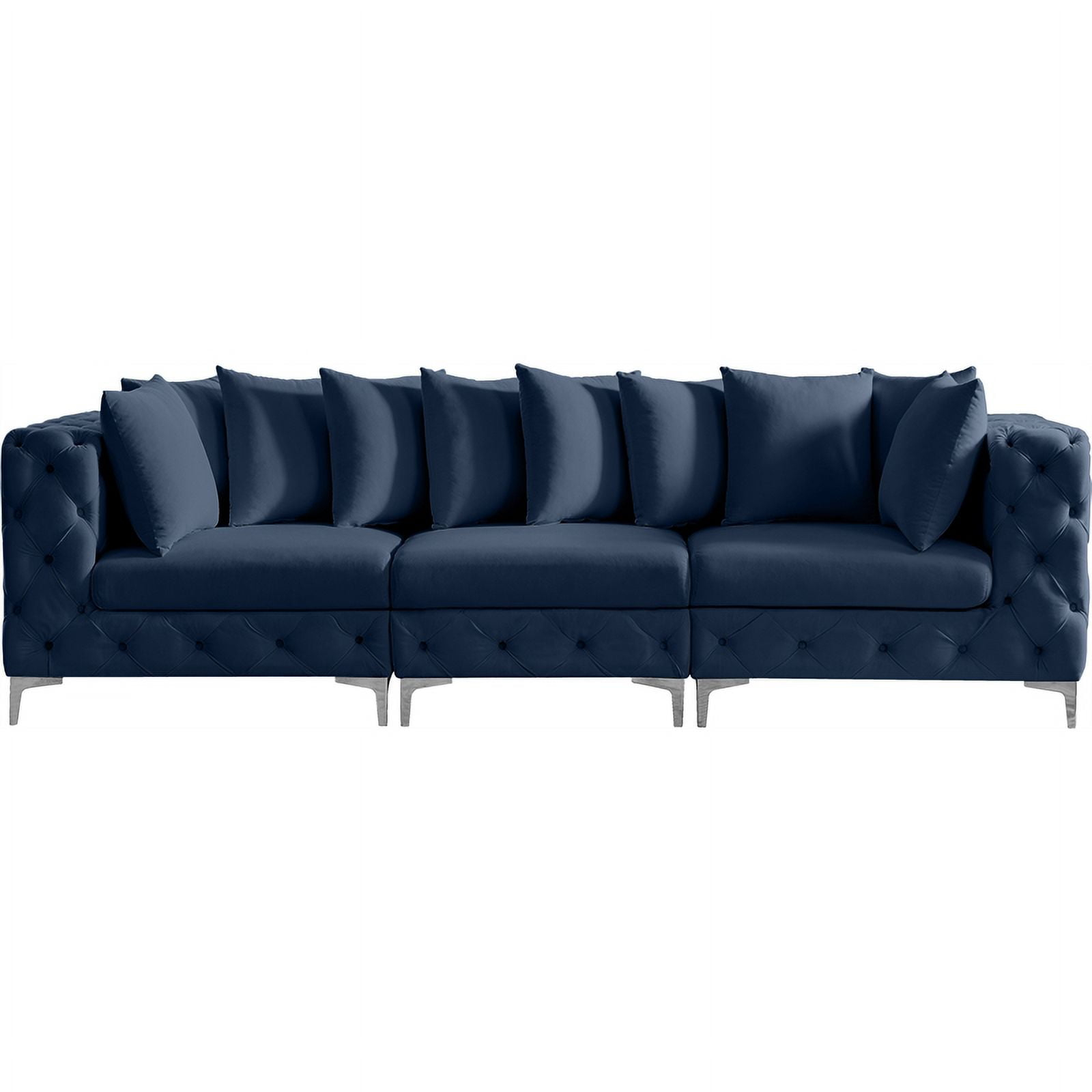 Maklaine Modern / Contemporary Navy Finish Velvet Modular Sofa ... throughout Maklaine Sofa Care and Maintenance Keeping Your Velvet Pristine