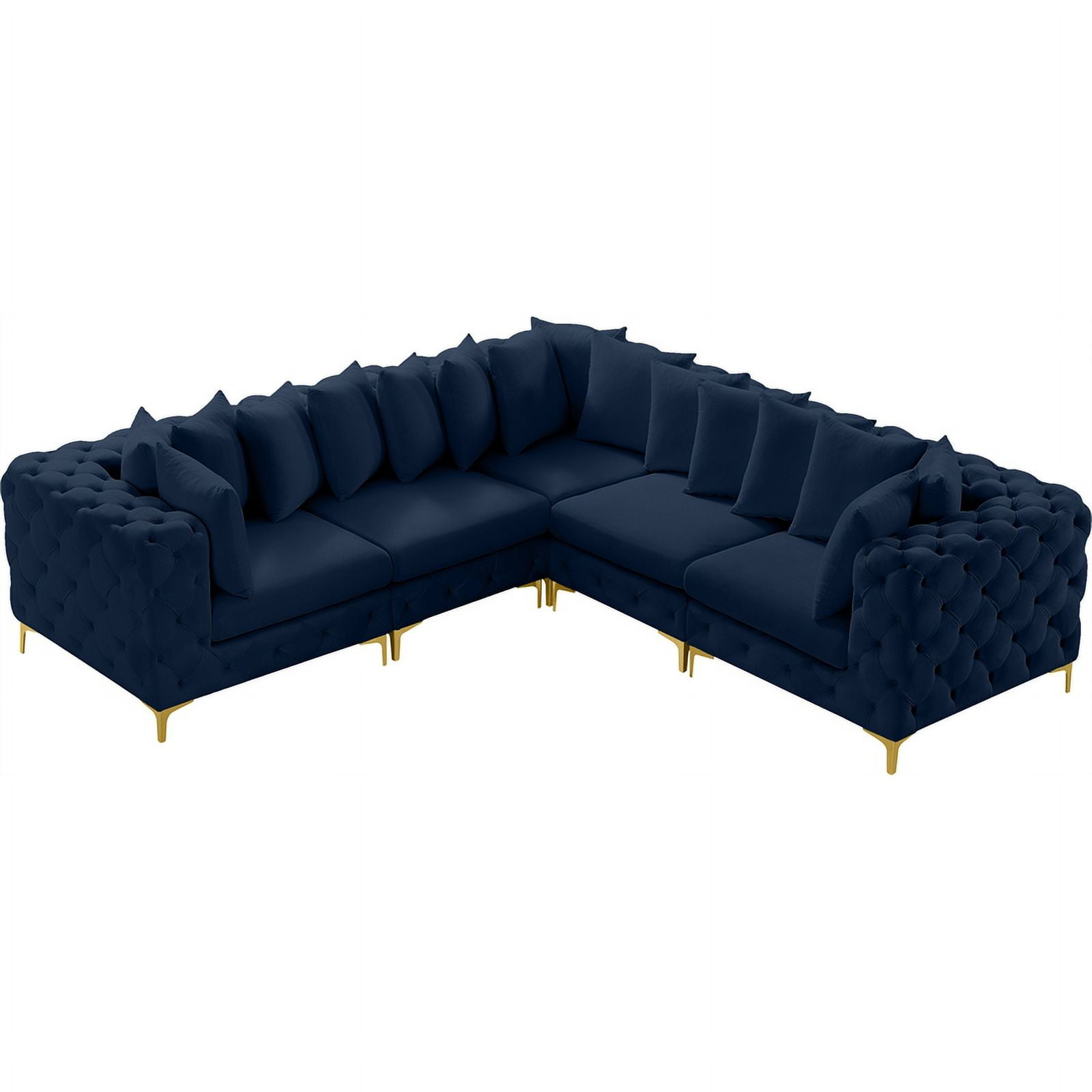 Maklaine Modern / Contemporary Navy Velvet Modular Sectional - Walmart.com throughout Maklaine Modern / Contemporary Navy Finish Velvet Modular Sofa