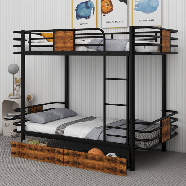 Mason & Marbles Harrami Twin Xl Over Twin Xl Metal Standard Bunk Bed ... in Safety First Exploring Key Features in Gewnee Twin XL over Twin XL Metal Bunk Beds