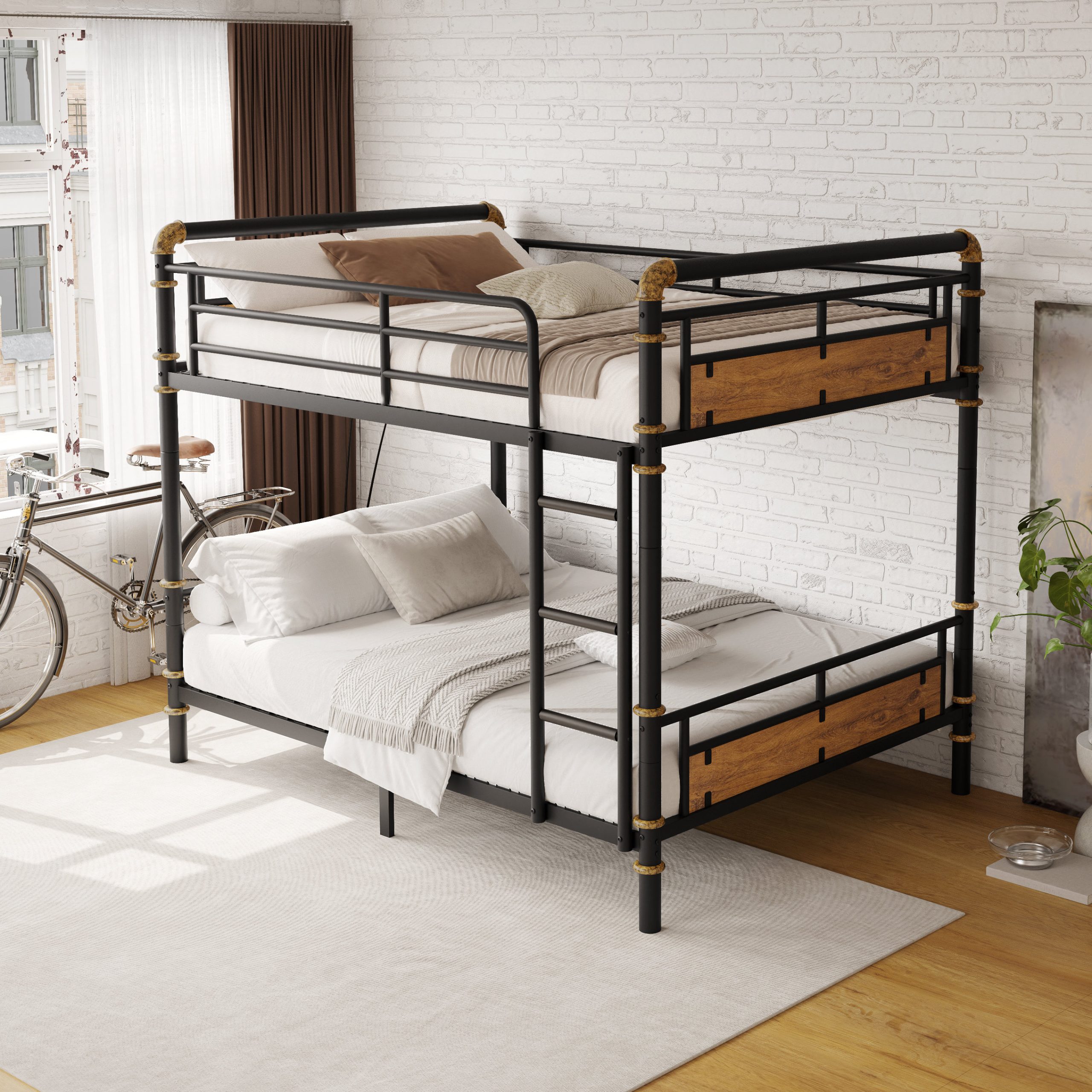 Mason & Marbles Queen Over Queen Metal Bunk Bed, Detachable Bunk Beds ... within Gewnee Queen Over Queen Metal Bunk Bed
