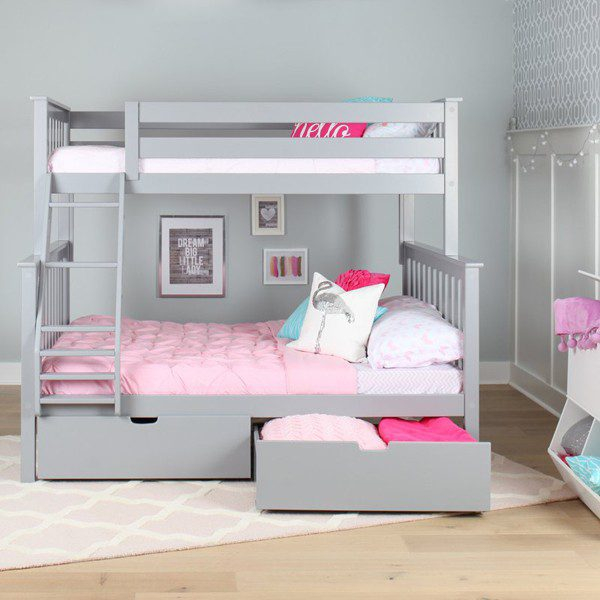 Max & Lily - Twin Over Full Bunk Bed - Storage - Grey with regard to Beyond the Bed Understanding the Value of Gewnee's Storage Drawers