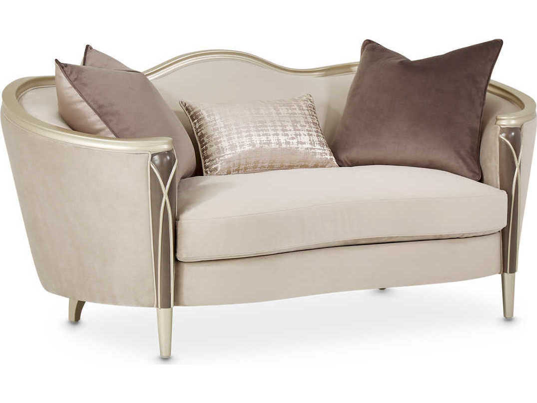 Michael Amini Villa Cherie Hazelnut Porcini Beige Velvet Upholstered ... with regard to Beyond the Surface A Deep Dive into the Villa Cherie Velvet Sofa's Craftsmanship