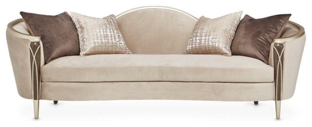 Michael Amini Villa Cherie Velvet Sofa In Porcini/Hazelnut Brown ... with regard to Michael Amini Villa Cherie Velvet Sofa In Porcini/Hazelnut Brown