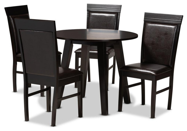 Miya Modern And Contemporary Dark Brown Faux Leather Upholstered And ... throughout Ancel Modern And Contemporary Dark Brown Faux Leather Upholstered And Dark