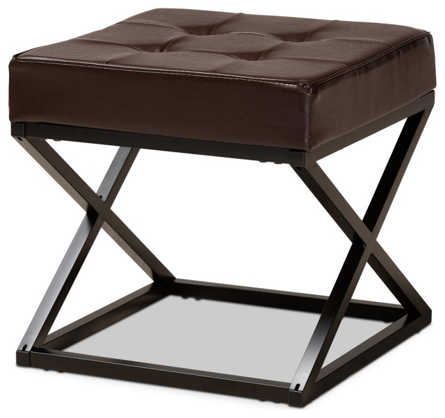 Modern Contemporary Dark Dark Brown Faux Leather Upholestred Metal ... with regard to Ancel Modern And Contemporary Dark Brown Faux Leather Upholstered And Dark