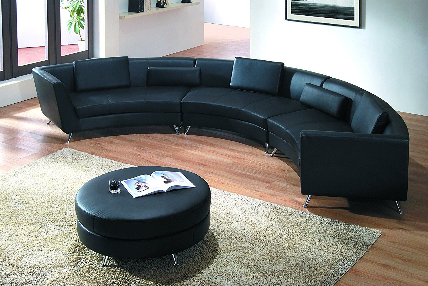 Modern Line Furniture 8004B-G5 Contemporary Leather Curved Sectional ... pertaining to Arc Vegan Leather Upholstered 3-Pc. Inward Curved Modular Sectional, Black