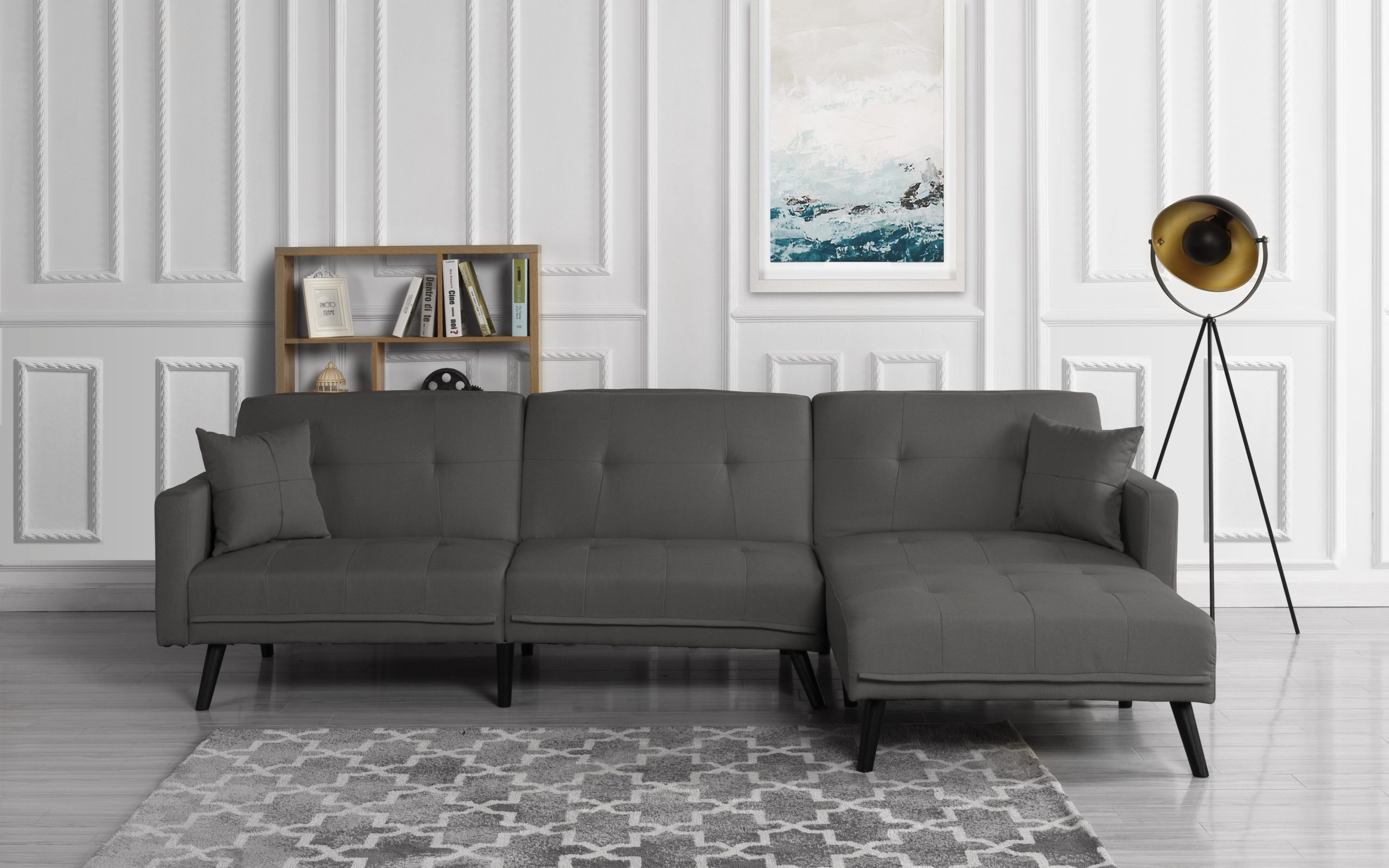 Modern Mid Century Linen Sofa Sleeper Futon Sofa, Living Room L Shape ... within Beyond Aesthetics The Practical Guide to Owning a Gray Sectional Sofa