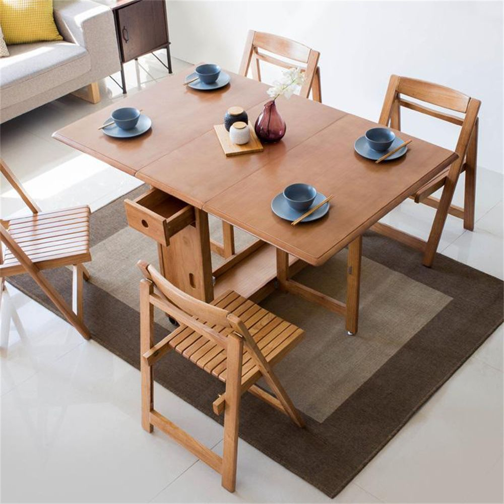 Modern Space Saving Multifunctional Solid Wood Folding Dining Table Set ... intended for Hardwood Chair Seats a Deep Dive into Durability and Design