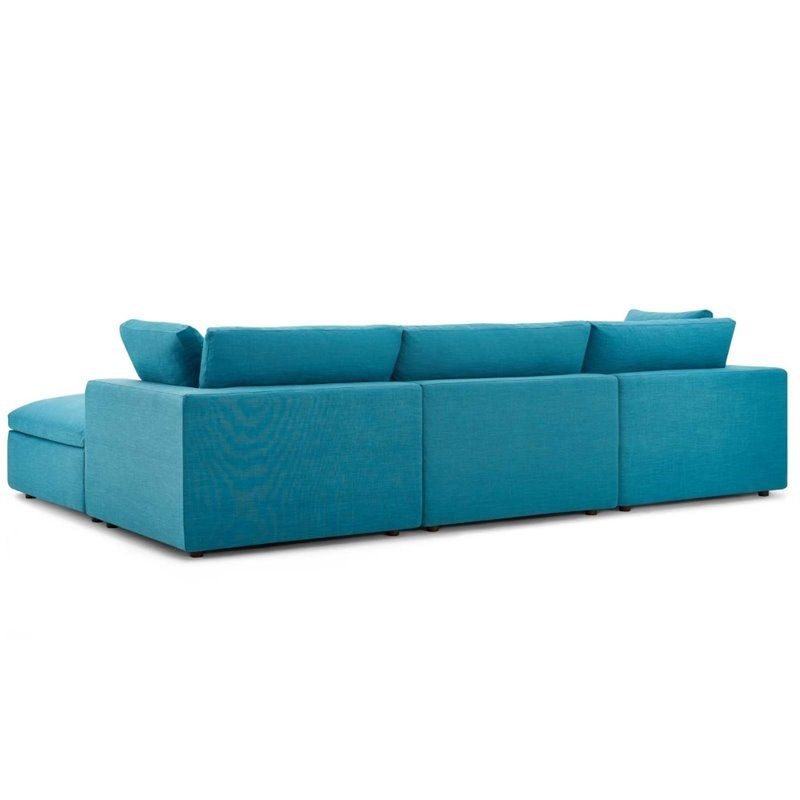 Modway Commix 4 Piece Down Filled Overstuffed Sectional Sofa Set In ... intended for Commix Down Filled Overstuffed 4 Piece Sectional Sofa Set, Teal