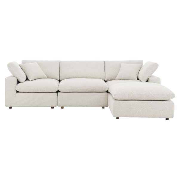 Modway Commix Down Filled Overstuffed Boucle Fabric 4-Piece Sectional ... in Living with Commix: Real-World Insights and Maintenance Tips