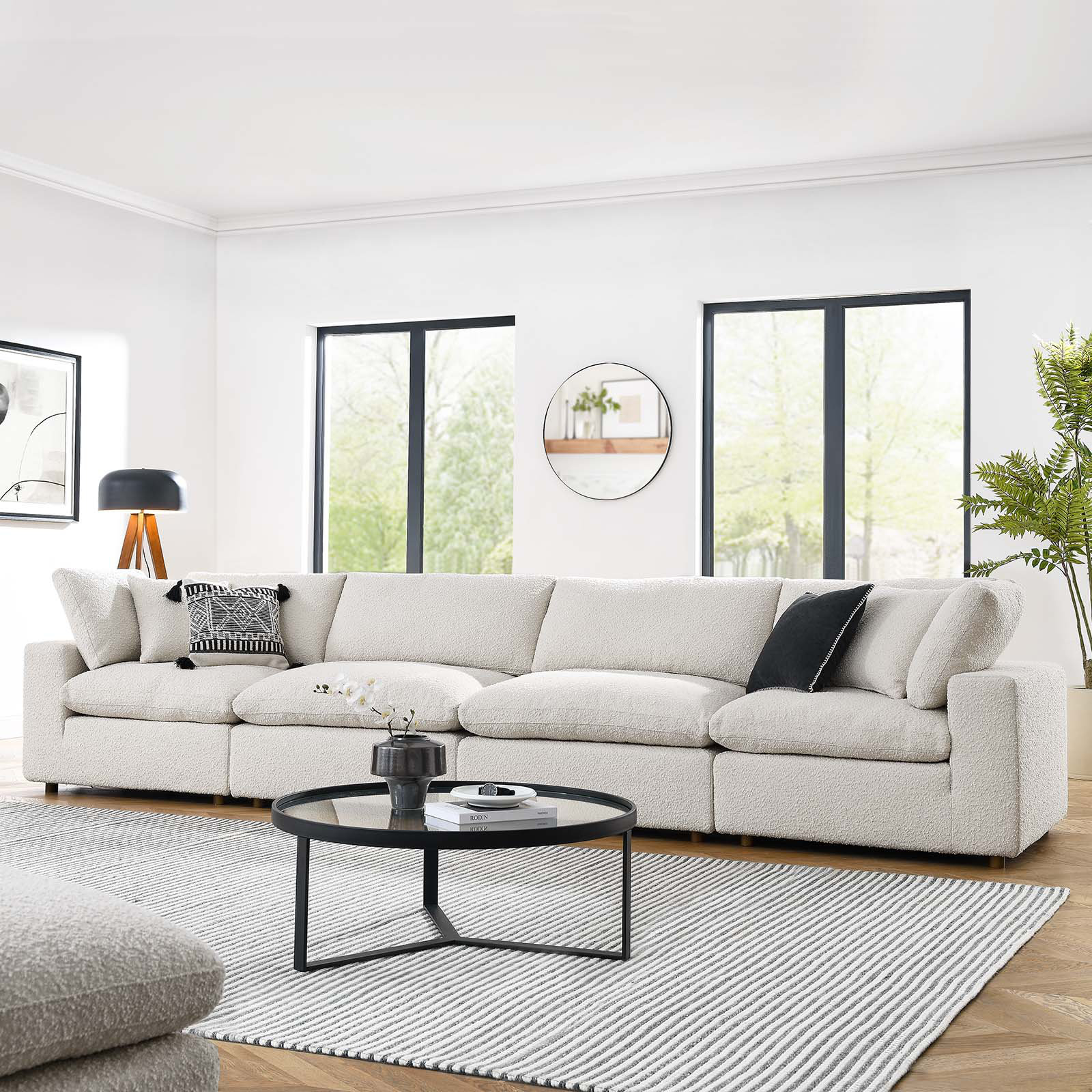 Modway Commix Down Filled Overstuffed Boucle Fabric 4-Seater Sofa | Wayfair for Living with Commix: Real-World Insights and Maintenance Tips