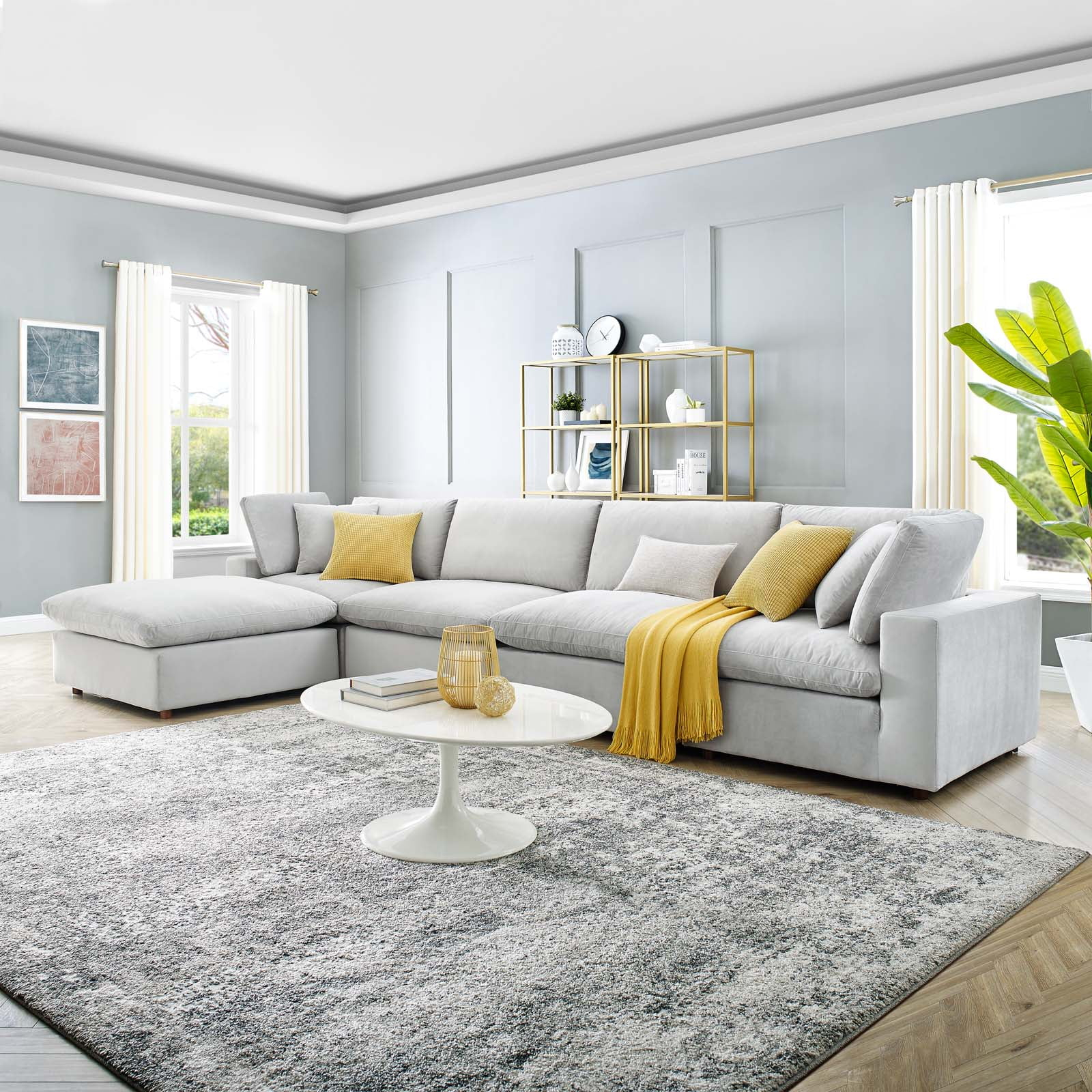 Modway Commix Down Filled Overstuffed Performance Velvet 5-Piece ... for Unveiling the Cozy Comfort of the Commix Down Filled Sectional Sofa