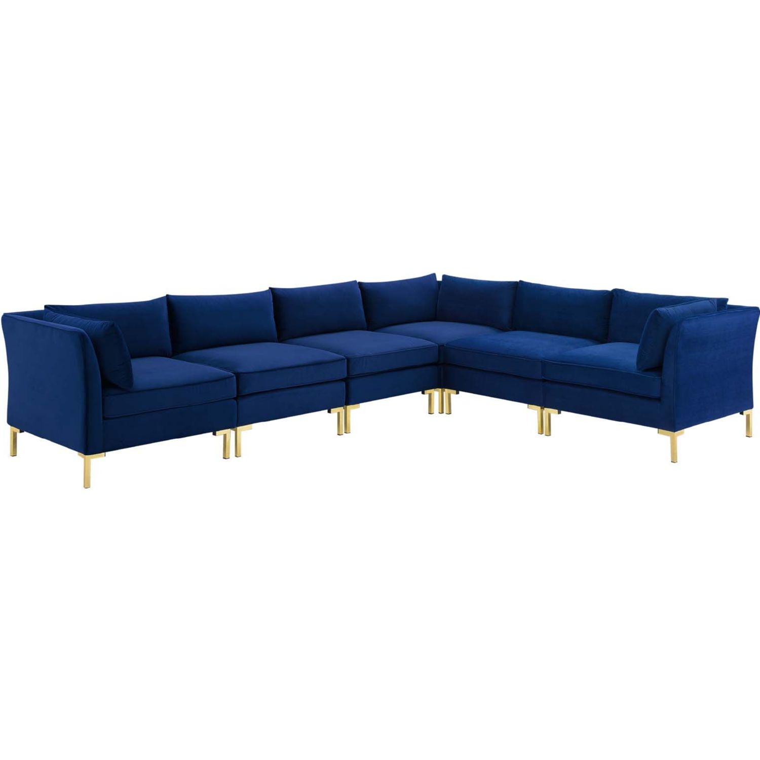 Modway Eei-4277-Nav Ardent 6 Piece Modular Sectional Sofa Navy Blue ... pertaining to Bowery Hill Navy Blue Velvet Gold Finished Sectional Sofa