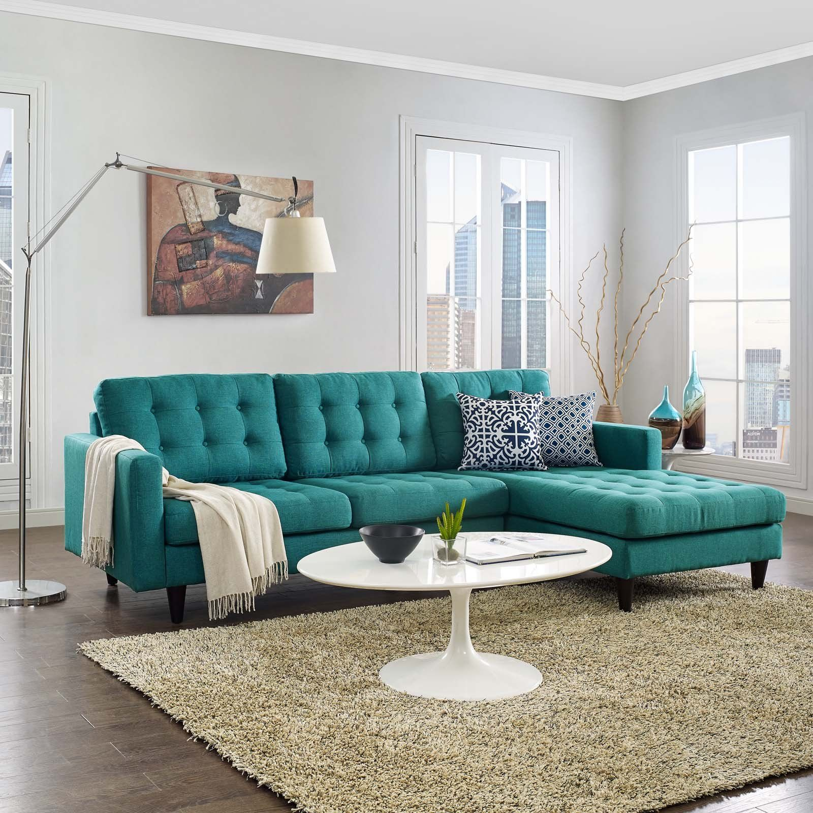 Modway Furniture Modern Empress Right-Facing Upholstered Sectional Sofa ... regarding Castle Modern Pillow Back Velvet Right-Facing Upholstered Sectional In Green