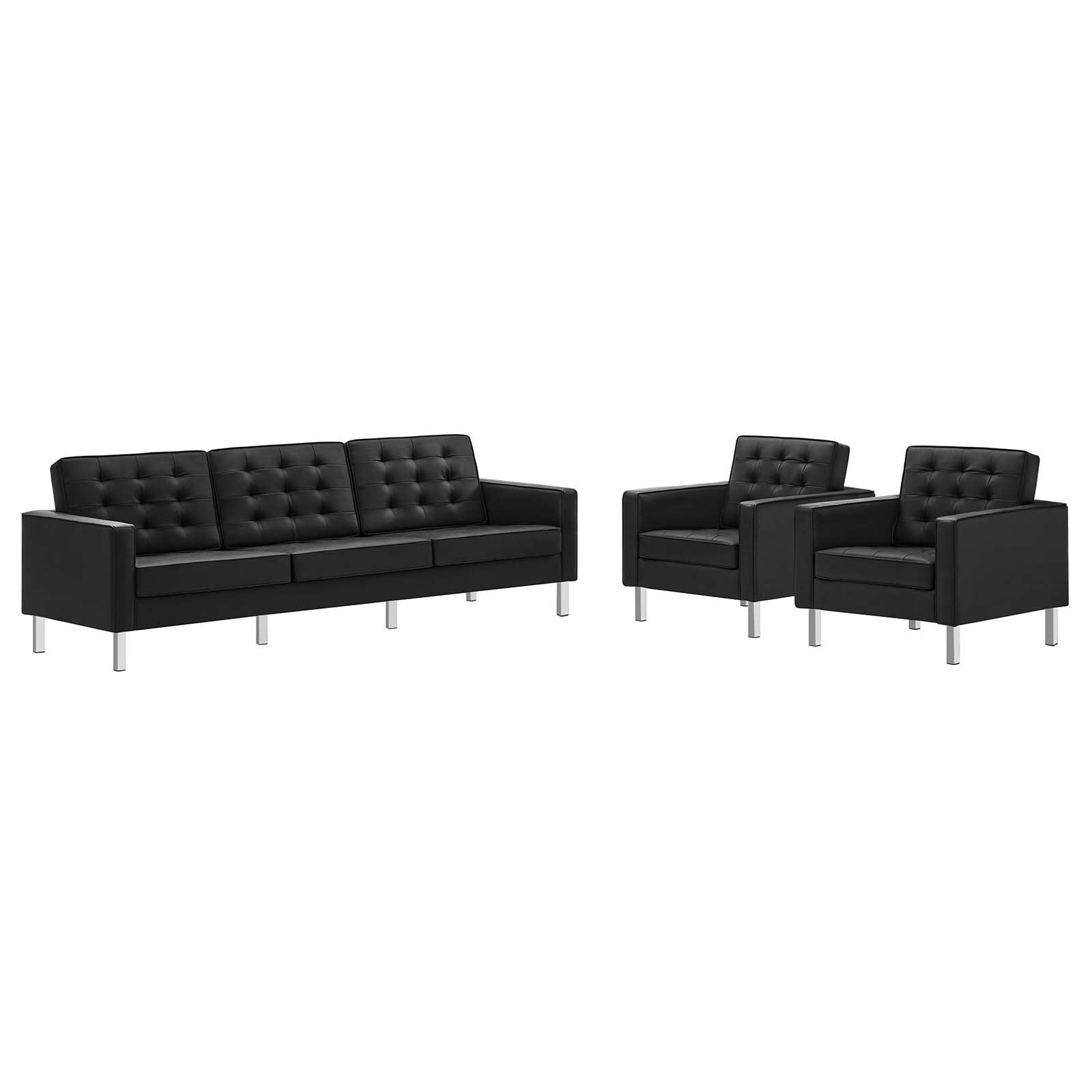Modway Loft Classic Vegan Leather Upholstered 3-Piece Living Room Set ... within Transforming Your Living Space with the Arc Sectional Creating Functional and Beautiful Layouts