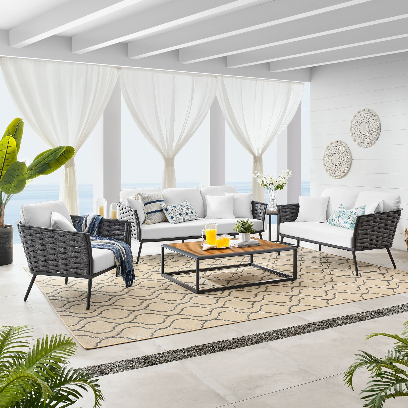 Modway Stance 6-Piece Aluminum & Fabric Patio Sofa Set In Gray/White ... throughout Unveiling the Modway Stance Patio Set A Deep Dive into Design and Durability