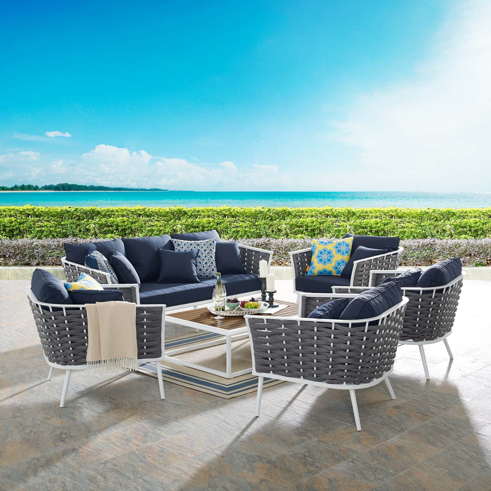 Modway Stance 6 Piece Outdoor Patio Aluminum Sectional Sofa Set In ... for Unveiling the Modway Stance Patio Set A Deep Dive into Design and Durability