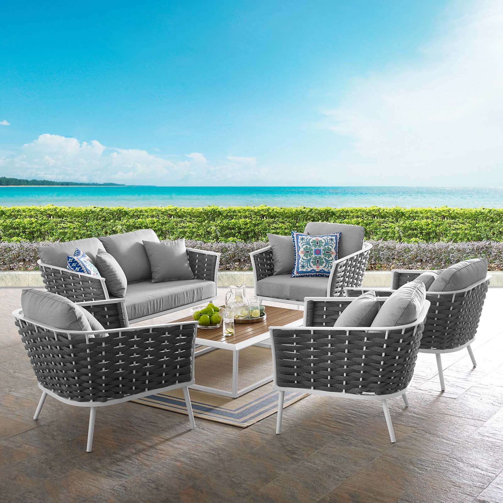 Modway Stance 6 Piece Outdoor Patio Aluminum Sectional Sofa Set | Wayfair in Unveiling the Modway Stance Patio Set A Deep Dive into Design and Durability