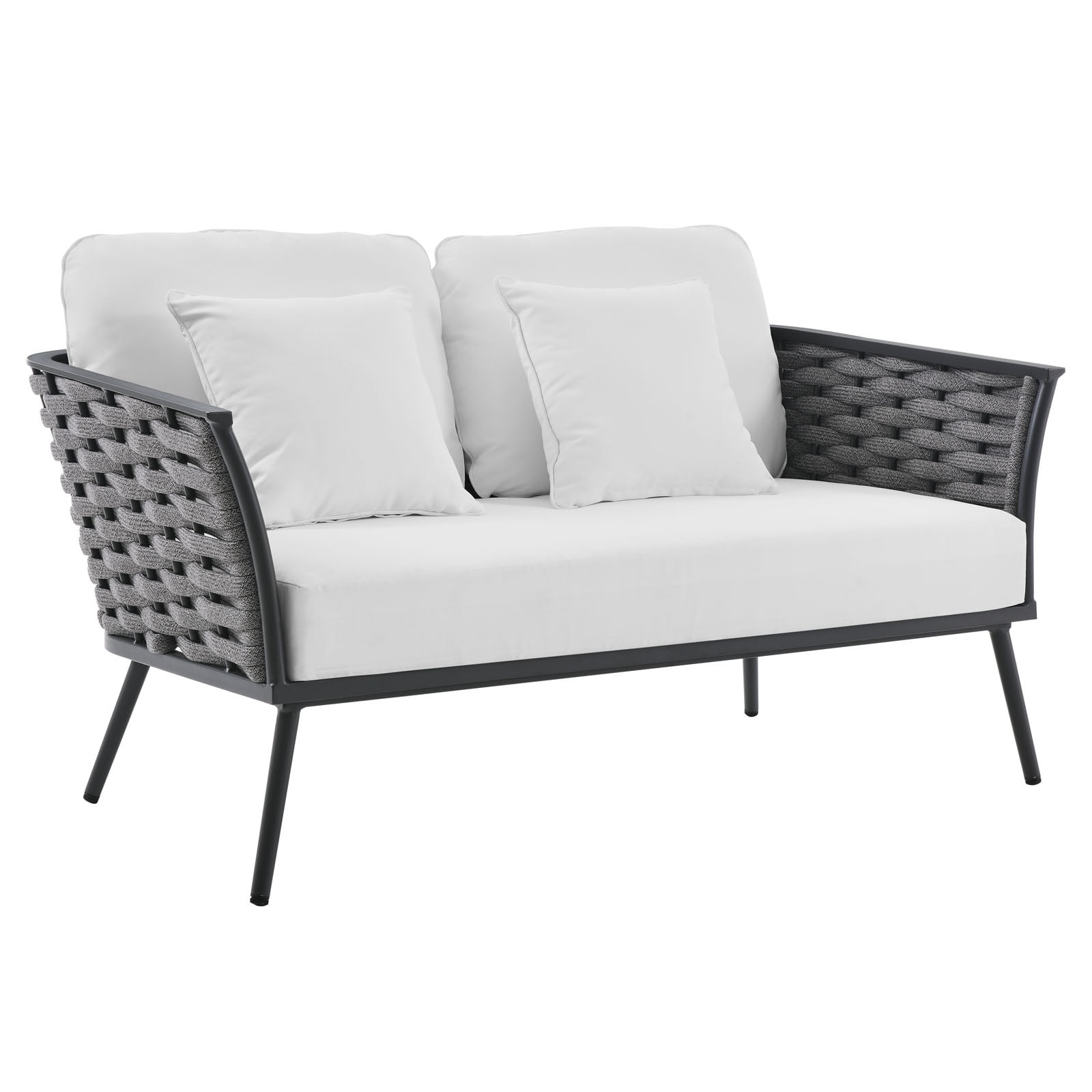 Modway Stance Aluminum & Fabric Patio Loveseat In Gra & White - Walmart.com with regard to Modway Stance 6-Piece Aluminum & Fabric Patio Sofa Set In White/Gray