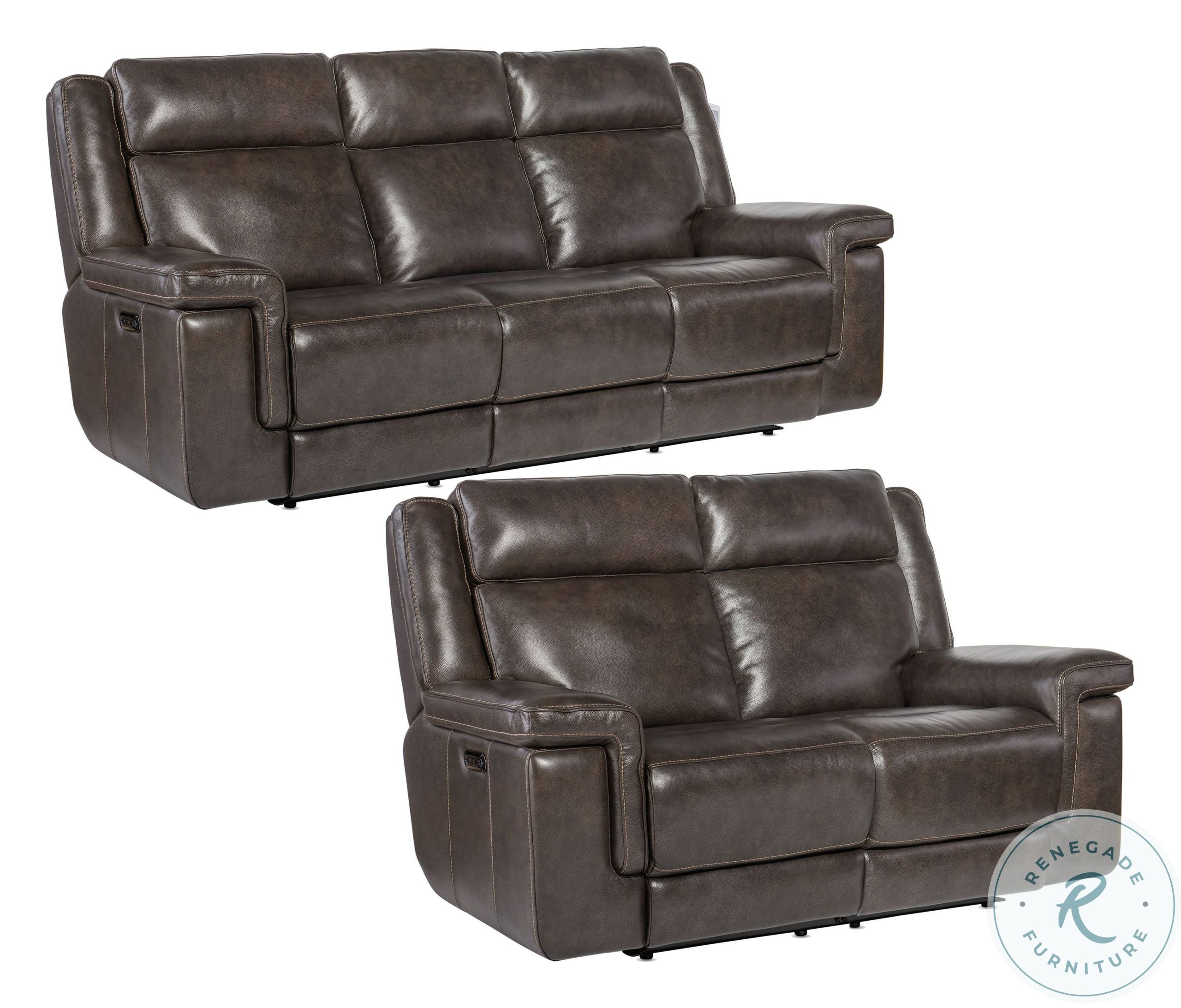 Montel Brown Leather Lay Flat Power Reclining Sofa With Power Headrest ... intended for Hooker Furniture Ss705-Montel-Power-Sofa Montel 88"W Leather - Cosmos Cobalt