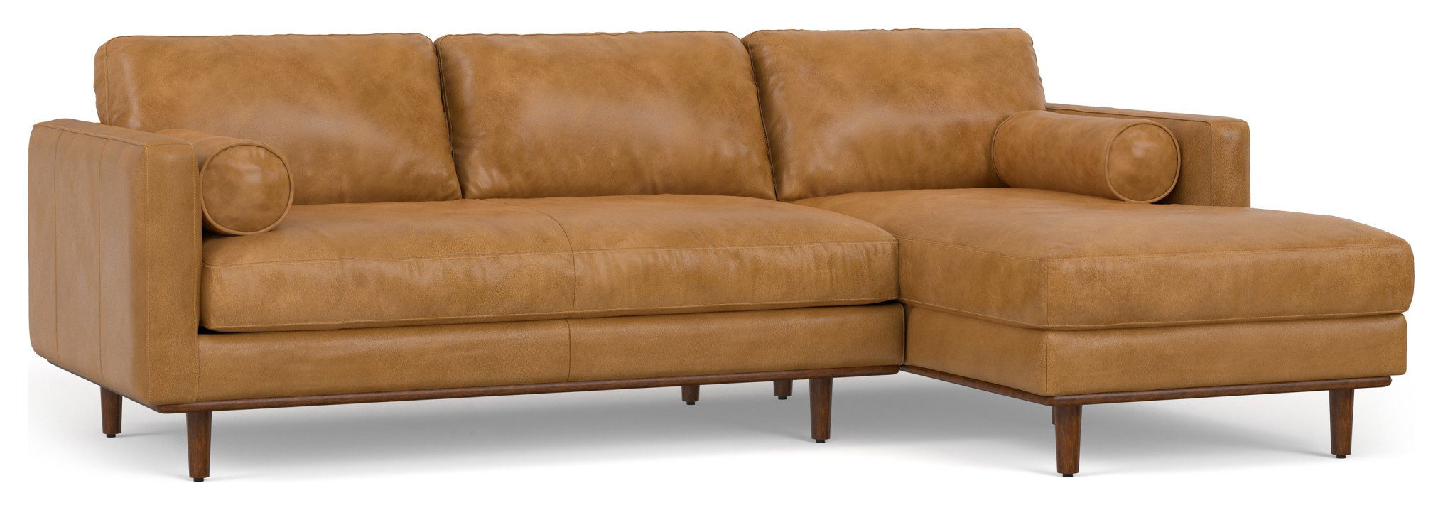 Morrison Sectional Sofa, Genuine Leather - Midcentury - Sectional Sofas ... intended for Morrison 89-Inch Sofa, Genuine Leather