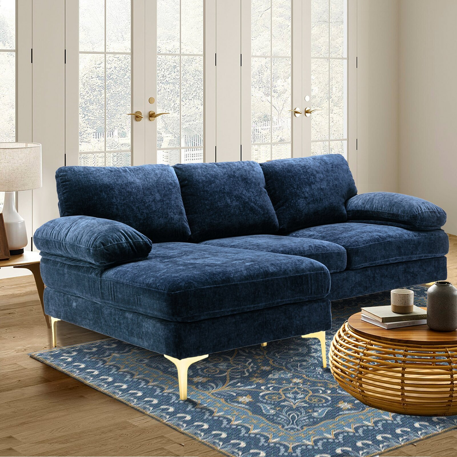 Navy Blue Sectional Sofa With Chaise | Baci Living Room throughout Creating a Cozy Haven The Navy Blue Sectional Sofa's Interior Design Potential