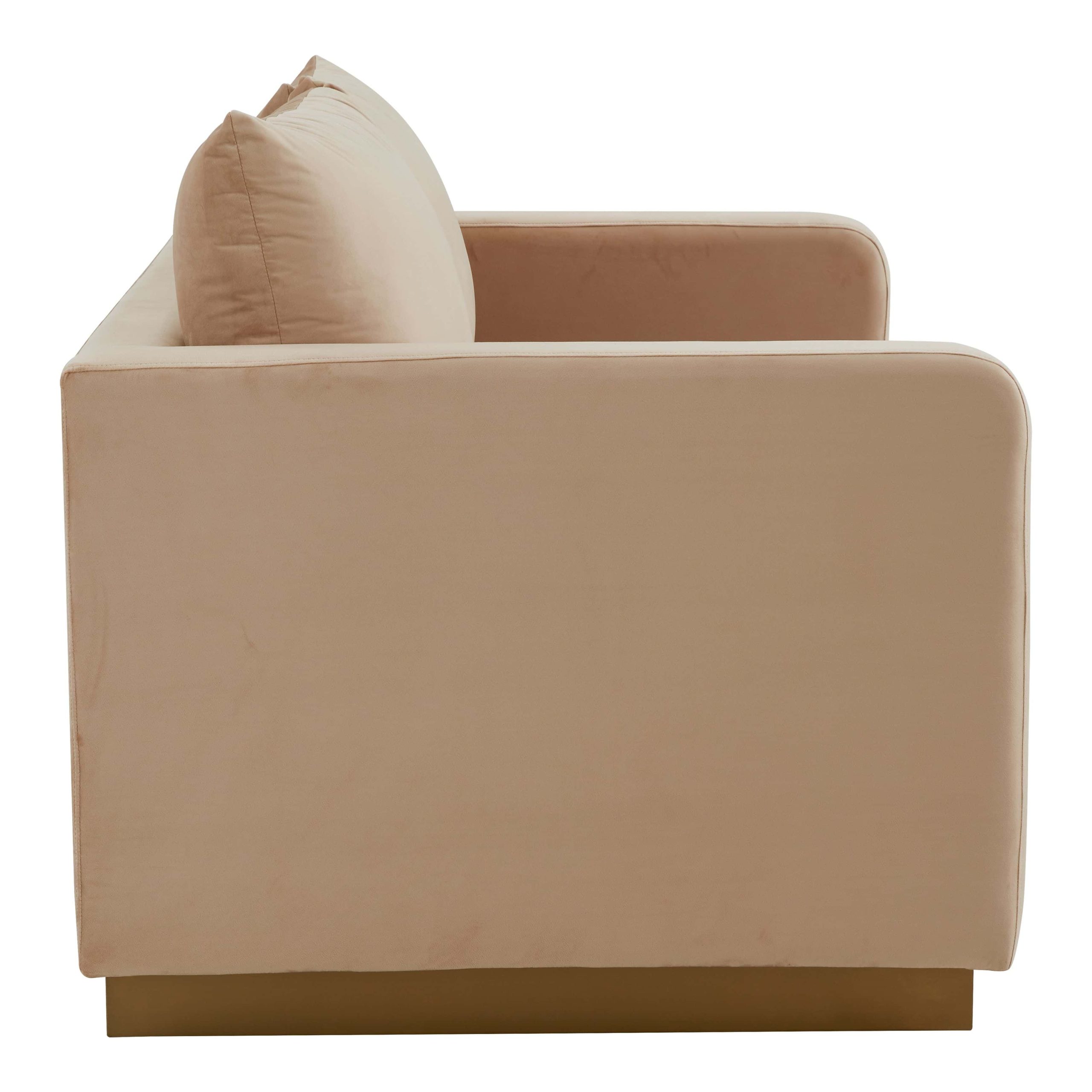 Nervo Modern Mid-Century Upholstered Velvet Loveseat W/Gold Frame ... throughout Nervo Velvet 3-Piece Living Room Sofa Set With Gold Frame Beige