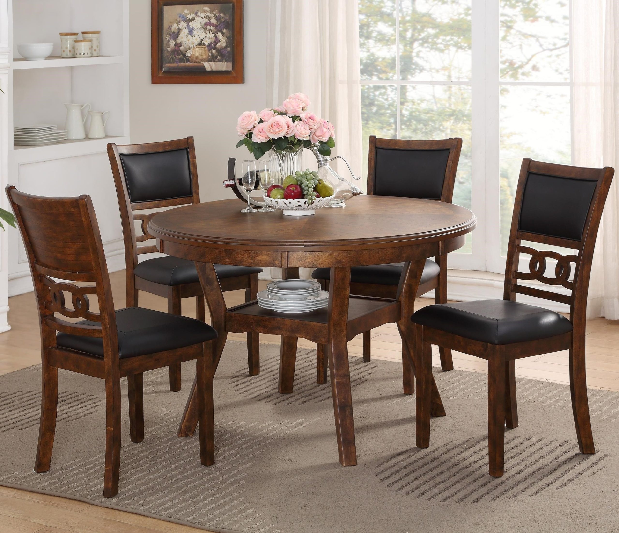 New Classic Gia 550122000 Contemporary 5-Piece Dining Table And Chair ... pertaining to Dining Set 5 Pcs- 4 Chairs, Table, Mahogany Hardwood Chair Seat