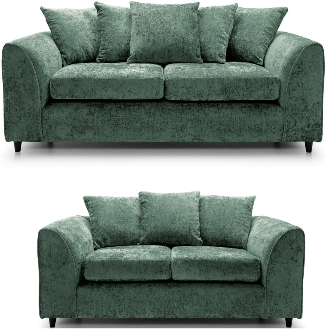 New Modern Monaco Chenille Green Fabric Sofa Suite 3 + 2 Seaters Living ... in Beyond the Surface: Exploring the Textural and Aesthetic Qualities of Your Chenille Sofa