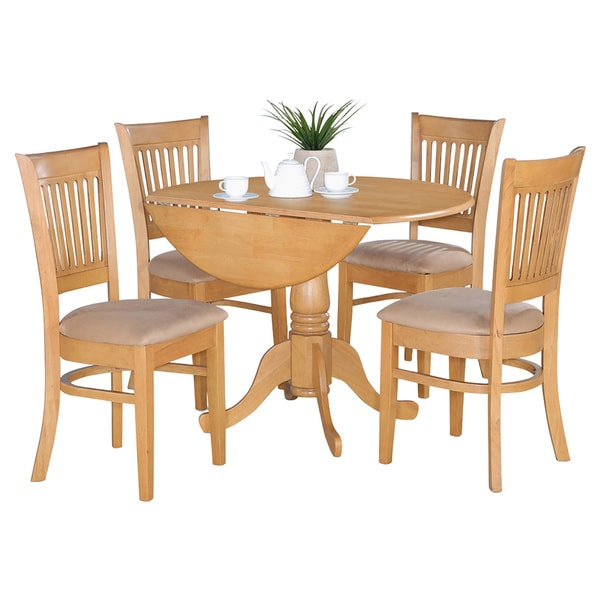 Oak Drop Leaf Table And 4 Dinette Chairs 5-Piece Dining Set - 17325187 ... with regard to 5-Piece Table And Chairs Set For Table And 4 Dinette Chairs