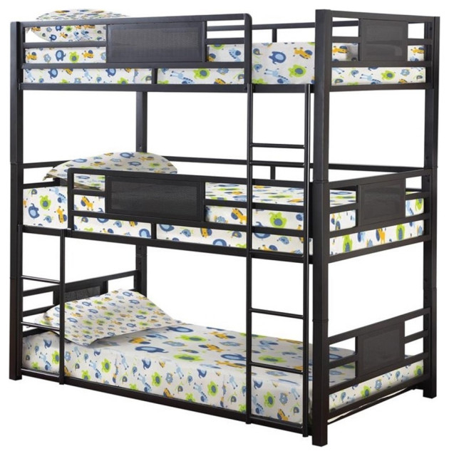 Pemberly Row Farmhouse Metal Twin Triple Bunk Bed Dark Bronze ... with Maximizing Space and Style with the Gunmetal Pemberly Row Bunk Bed