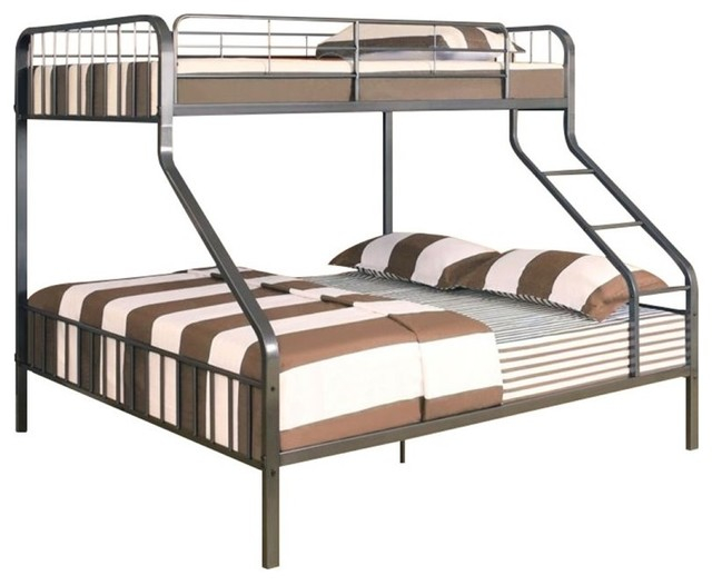 Pemberly Row Transitional Metal Twin Xl Over Queen Bunk Bed In Gunmetal ... pertaining to Maximizing Space and Style with the Gunmetal Pemberly Row Bunk Bed