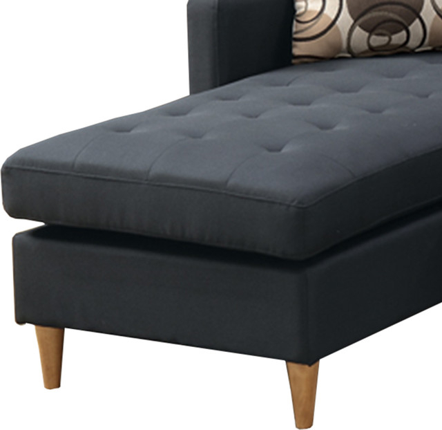 Polyfiber 2 Pieces Sectional With Pillows In Dark Gray - Midcentury ... throughout Benzara Bm168745 Polyfiber Fabric 4 Pieces Sectional With 2 Pillows, Black
