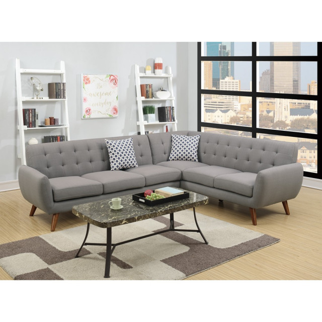 Polyfiber 2 Pieces Sectional With Tufted Back And Cushion Gray ... pertaining to Maximizing Comfort and Style with the BM168745 Sectional