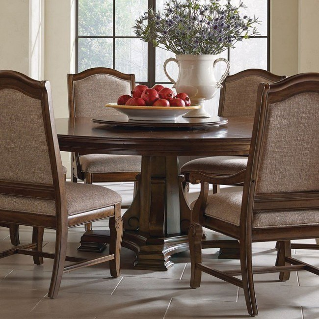 Portolone Stellia 72 Inch Round Dining Table Kincaid Furniture ... within Exploring the Design and Functionality of a Brown Cherry Curved Pedestal Base