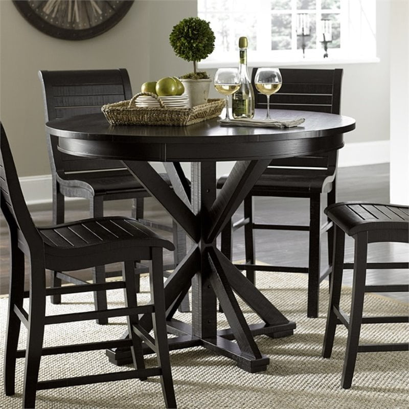 Progressive Willow 48" Round Counter Height Dining Table In Black ... in 48" Round Dining Table