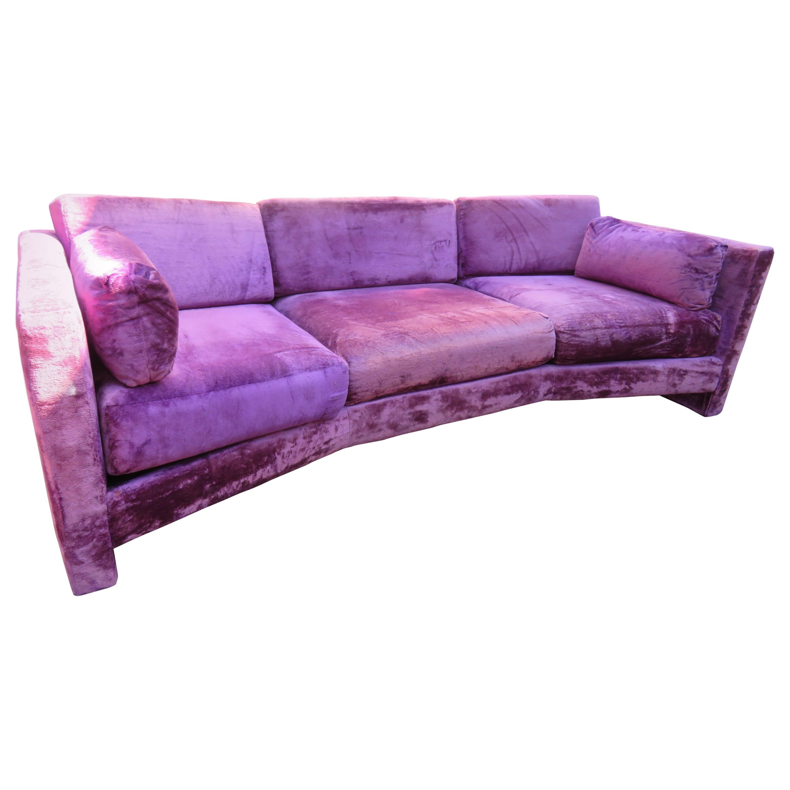 Purple Velvet Sofa | Cabinets Matttroy regarding 52" Dark Purple Velvet Curved Striped Sofa And Toss Pillows With Platinum Legs