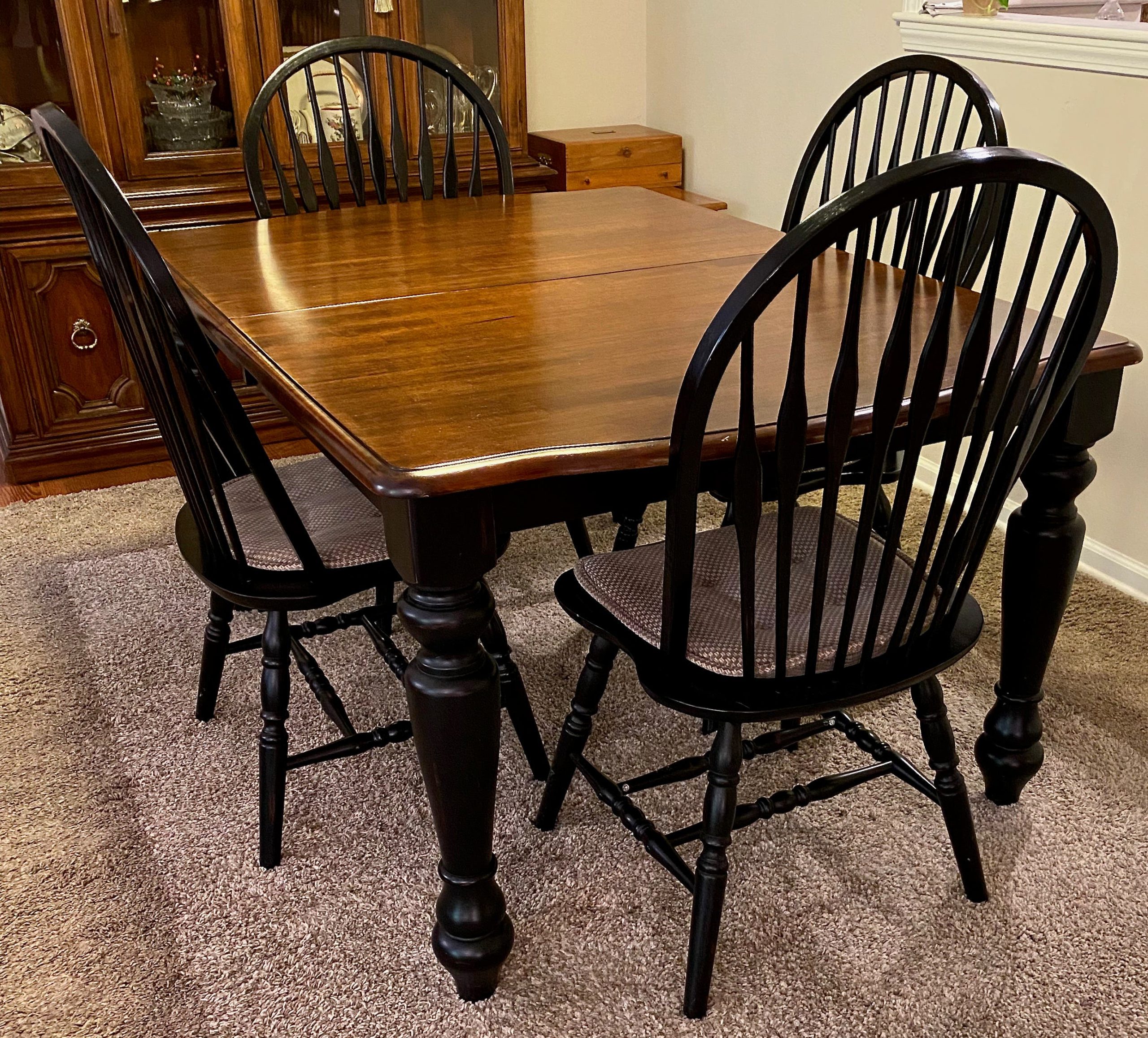 Rectangular Dining Table & 4 Windsor Style Chairs, Painted Black With ... with regard to Beyond the Surface A Deep Dive into the Materials and Design of Dining Sets