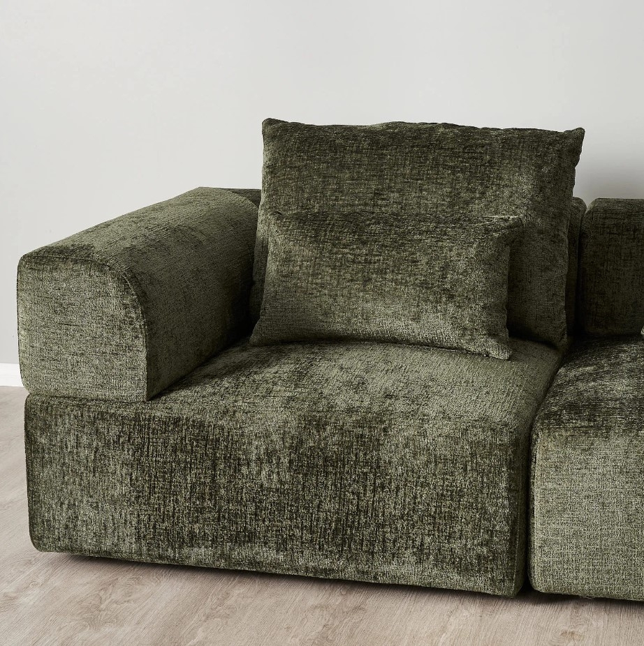 Riviera Ii Green Chenille Fabric Modular Sofa for Beyond the Surface: Exploring the Textural and Aesthetic Qualities of Your Chenille Sofa