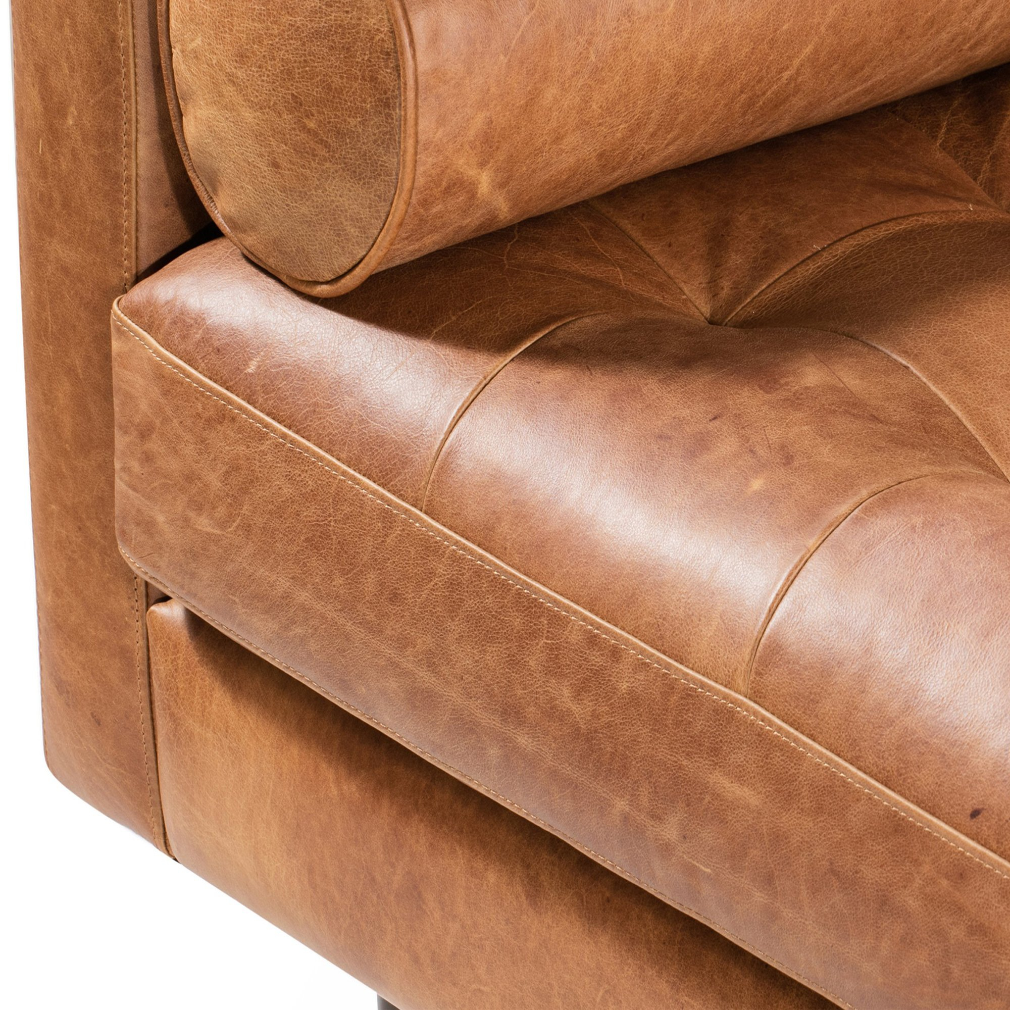 Roma Italian Cognac Brown 100% Leather Sectional Sofa - Kfrooms regarding Desmond Cognac Tan Leather Living Room Tufted Left Faced Corner Sectional Sofa