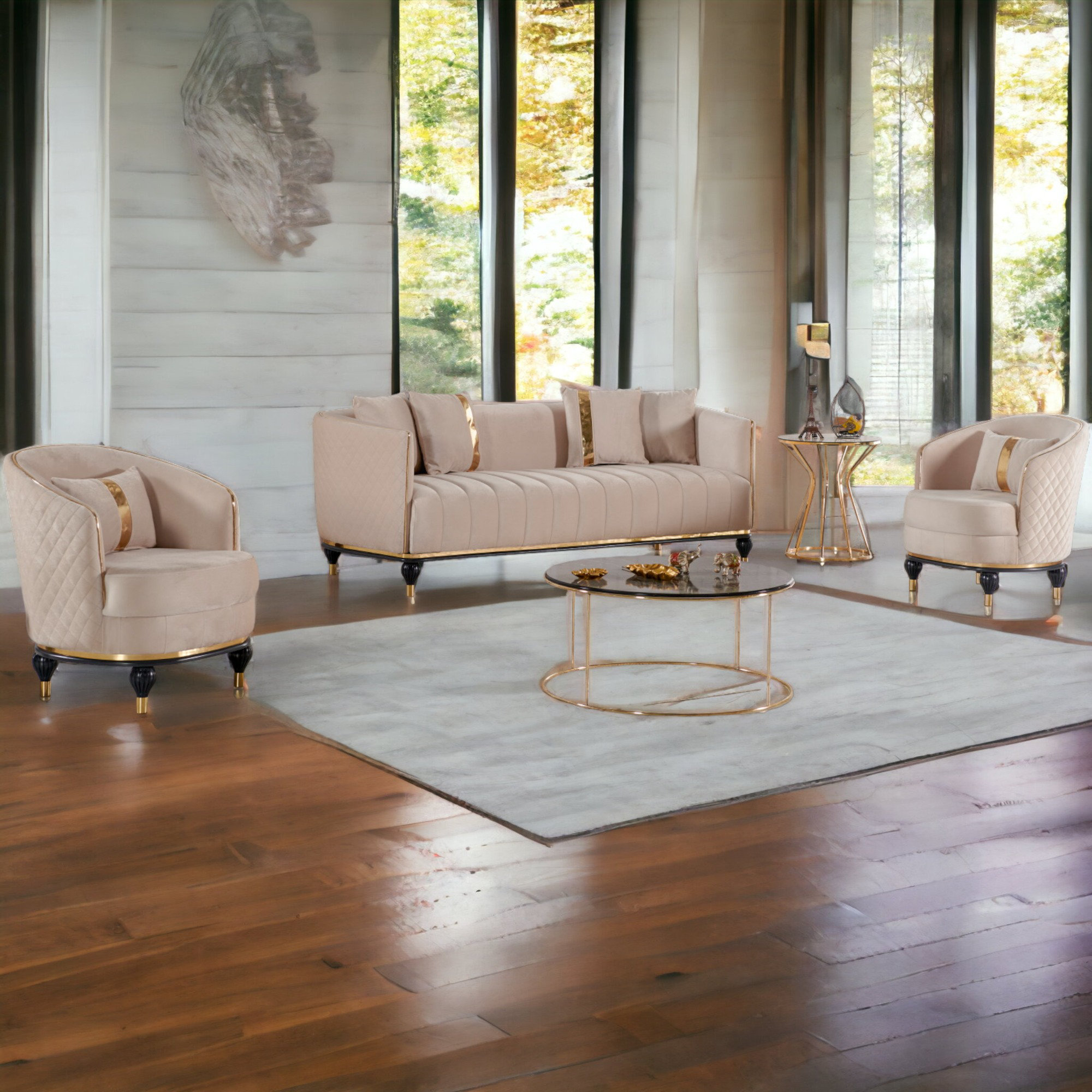 Rosdorf Park Kendee 3 - Piece Velvet Living Room Set | Wayfair regarding Unveiling the Elegance of the Nervo Velvet Sofa Set A Design Journey