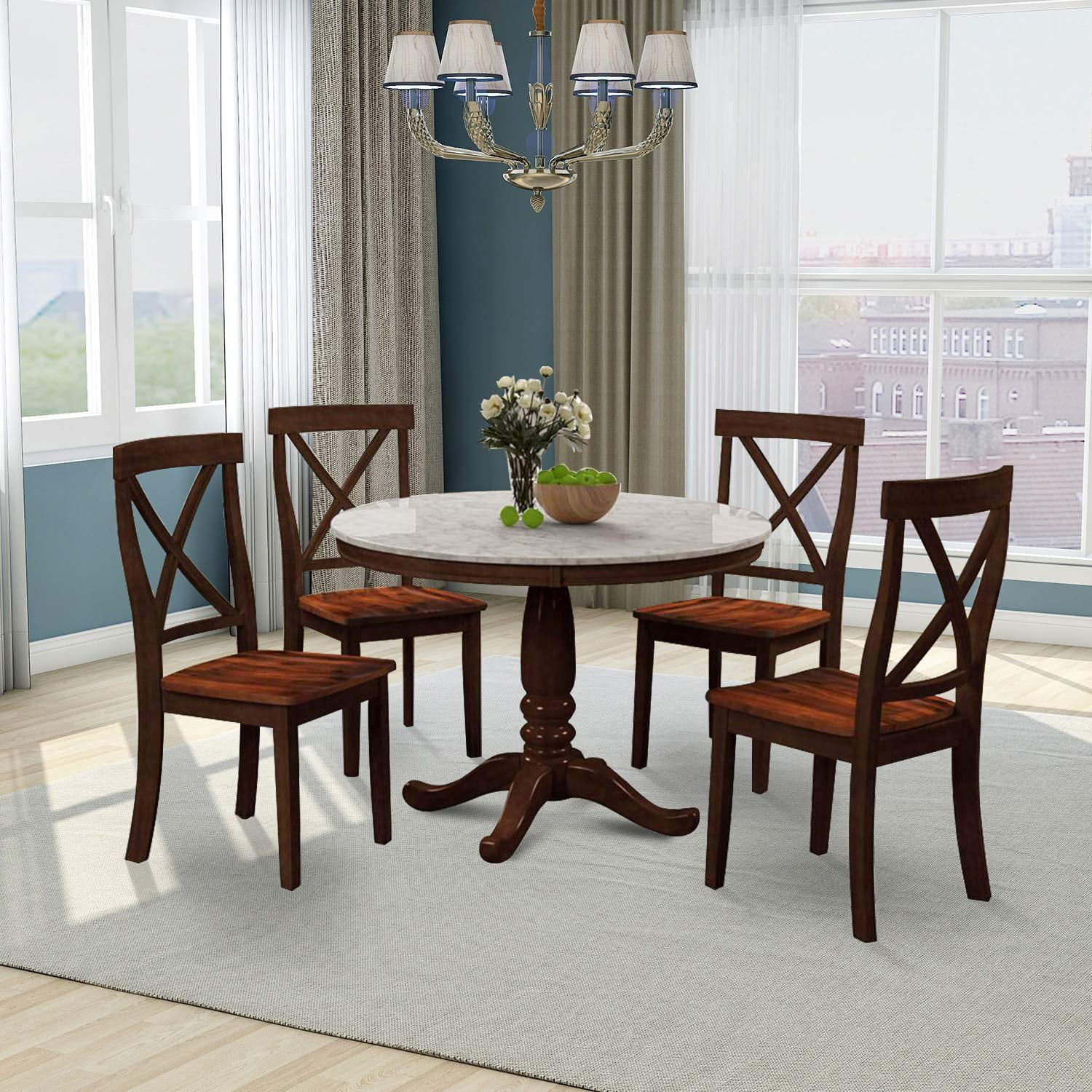 Round Dining Room Table Set, Urhomepro 5 Piece Wood Dining Set With 4 ... for Unveiling the Perfect 5 Piece Small Kitchen Table Set Finding the Right Fit