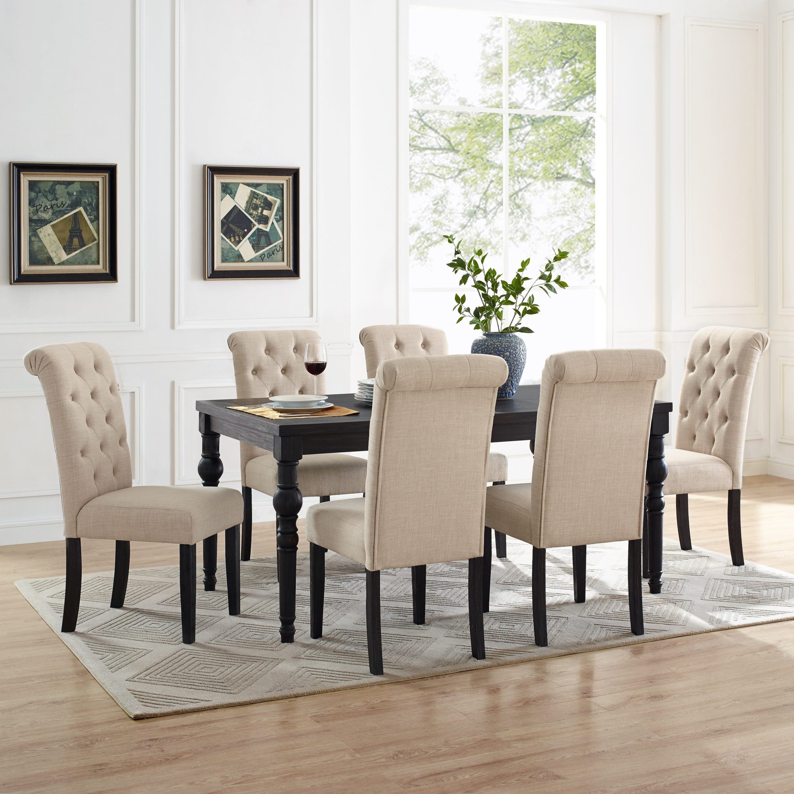 Roundhill Leviton Urban Style Counter Height Dining Set: Table And 6 ... regarding Caring for Your Black Dining Set Tips for Longevity and Elegance