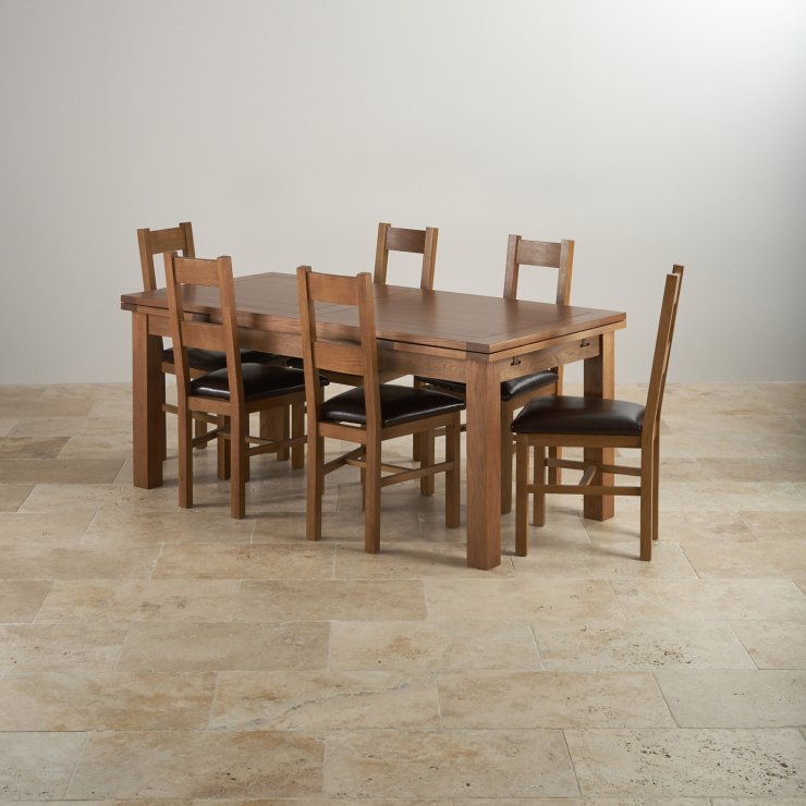 Rustic Oak Dining Set - 6Ft Table With 6 Chairs with regard to Beyond the Basics Exploring Materials and Styles in 6-Piece Dining Room Sets