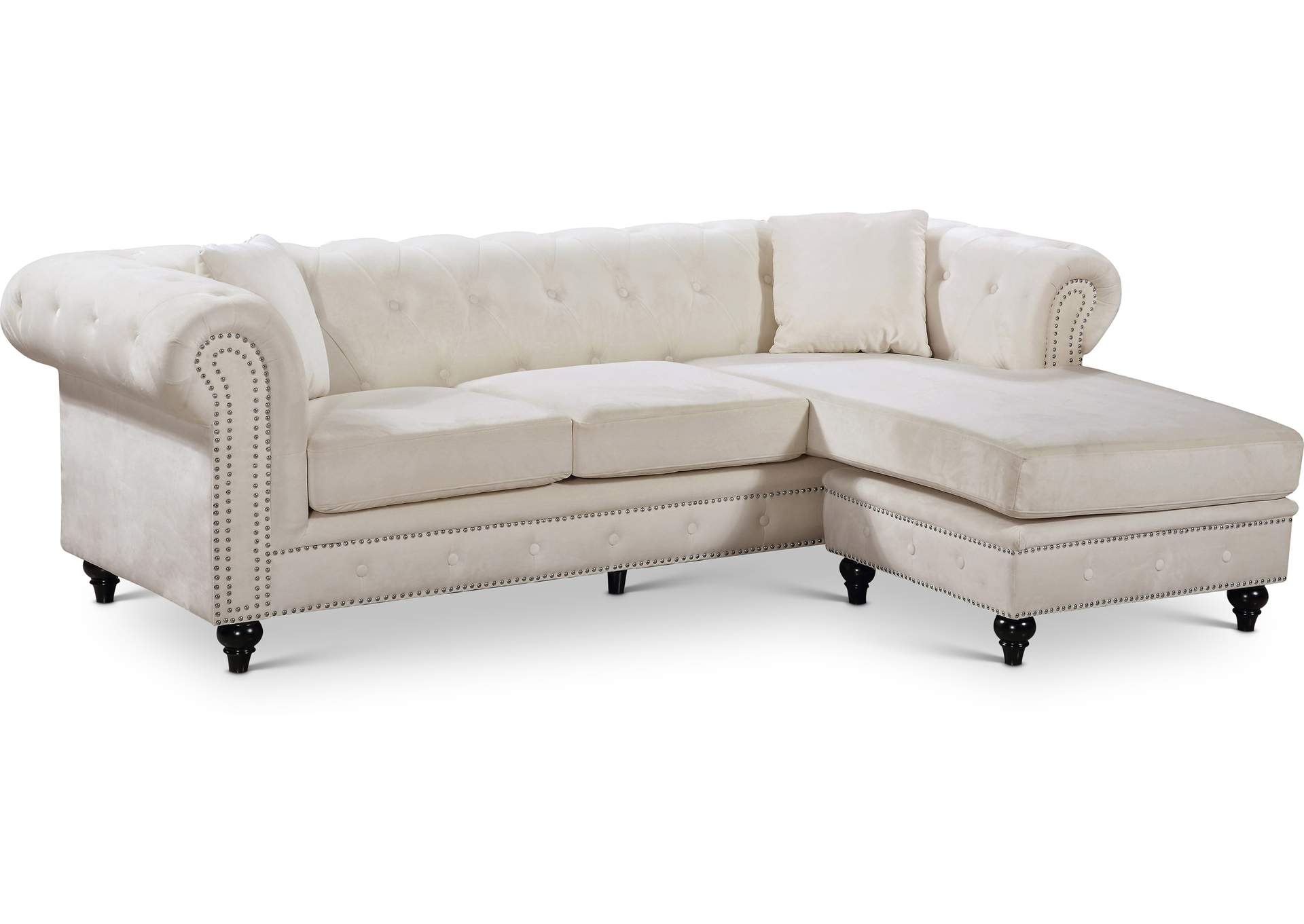 Sabrina Cream Velvet 2 Piece Reversible Sectional with regard to Creating the Perfect Living Space Understanding the Arcadia Sectional